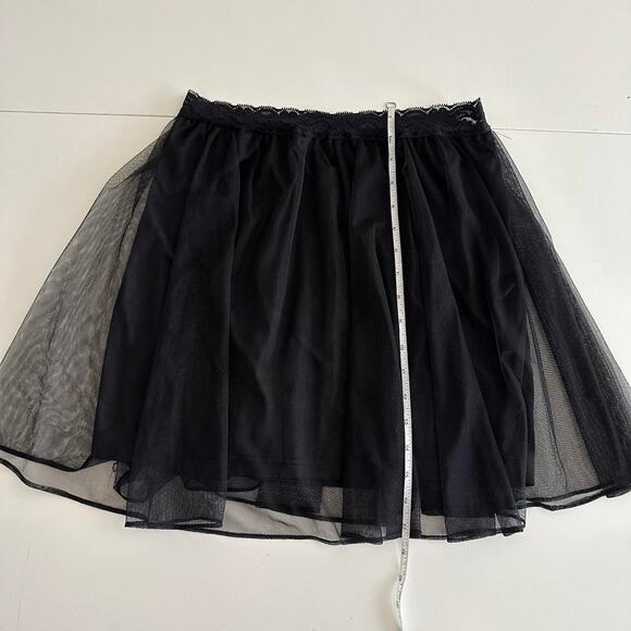handmade black nylon sheer mesh mini skirt with lace detailing - Picture 8 of 10